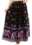 Black Ethnic Multi Color Print Maxi Skirt - Designer mart