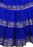 Blue Ethnic Golden Print Maxi Skirt - Designer mart