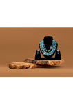 Blue golden bead Necklace set - Designer mart