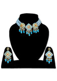 Blue Golden Meenakari Beads Necklace set - Designer mart