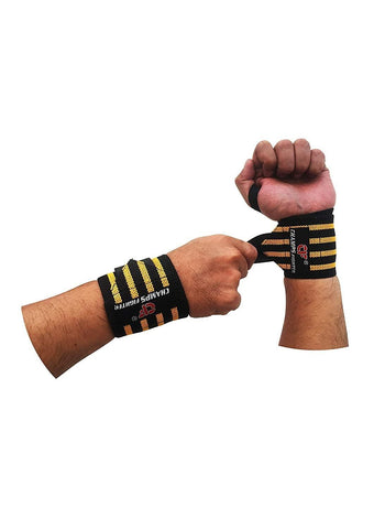 Cotton Wrist Brace (Free Size; Black) - Pack of 2 - Designer mart