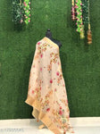 Cream Floral Digital Printed Linen Women Dupatta - Designer mart