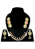 Dark Green Meenakari Beads Long Necklace Set - Designer mart