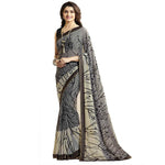 Dazzling Gray Casual Printed Georgette Saree - Designer mart