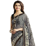 Dazzling Gray Casual Printed Georgette Saree - Designer mart