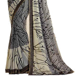 Dazzling Gray Casual Printed Georgette Saree - Designer mart