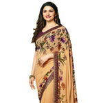 Demanding Peach Colored Casual Wear Printed Georgette Saree - Designer mart