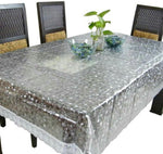 Designer mart 1 piece dining table cover with silver lace. - Designer mart