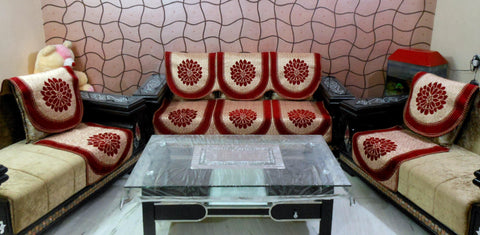 Designer mart 5 Seater latest Sofa Cover - Set of 6 (Red) - Designer mart