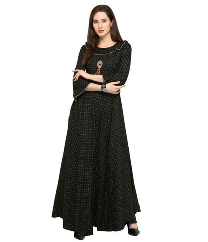 Designer Mart Black Rayon Maxi Gown Dress - Designer mart