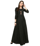 Designer Mart Black Rayon Maxi Gown Dress - Designer mart