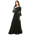 Designer Mart Black Rayon Maxi Gown Dress - Designer mart