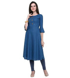 Designer Mart Blue Cotton Kurti - Designer mart