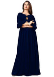 Designer Mart Blue Rayon Maxi Gown Dress - Designer mart