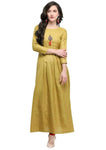 Designer Mart Golden Rudy Cotton Maxi Gown Dress - Designer mart