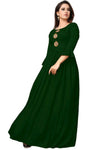 Designer Mart Green Rayon Maxi Gown Dress - Designer mart