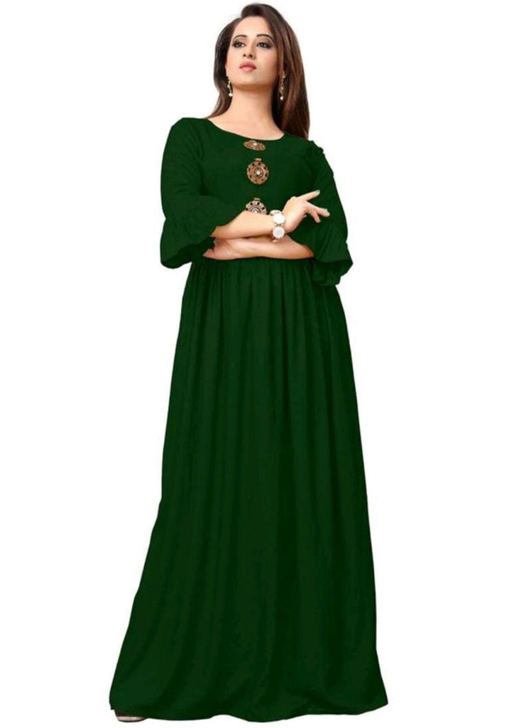 fcity.in - Designer Wear Dark Green Long Anarkali Gown With Silk Border  Lace /