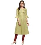 Designer Mart Green Ruby Cotton Gown Kurti - Designer mart