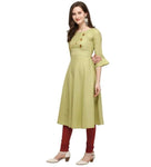 Designer Mart Green Ruby Cotton Gown Kurti - Designer mart