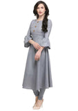 Designer Mart Grey Ruby Cotton Gown Kurti - Designer mart