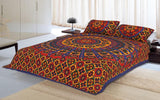 Designer Mart Kantha Work Embroidered Double Bed sheet with two pillow covers - Designer mart