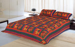 Designer Mart Kantha Work Embroidered Double Bed sheet with two pillow covers - Designer mart