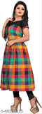 Designer Mart Multi Color Cotton Weaving Checks Kurti - Designer mart