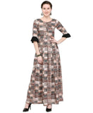 Designer Mart Multi-Color Rayon Maxi Gown Dress - Designer mart