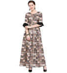 Designer Mart Multi-Color Rayon Maxi Gown Dress - Designer mart
