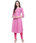 Designer Mart Pink Ruby Cotton Gown Kurti - Designer mart