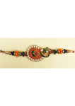 Designer mart rakhi set : 1 Antique Rakhi + 1 Tilak - Designer mart