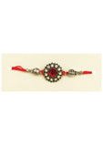 Designer mart rakhi set : 1 Antique Rakhi + 1 Tilak - Designer mart