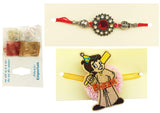 Designer mart rakhi set : 1 Elder bro Rakhi +1 Younger bro rakhi + 1 Tilak - Designer mart