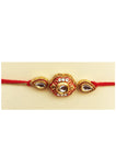 Designer mart rakhi set : 1 Kundan Rakhi + 1 Tilak - Designer mart