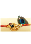 Designer mart rakhi set : 1 peacock Rakhi + 1 Tilak - Designer mart