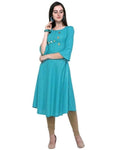 Designer Mart Sky Blue Ruby Cotton Gown Kurti - Designer mart