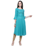 Designer Mart Sky Blue Ruby Cotton Gown Kurti - Designer mart