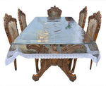 Designer mart transparent 1 piece dining table cover with silver lace. - Designer mart