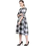 Designer Mart White & Black Cotton Weaving Checks Frock - Designer mart