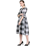 Designer Mart White & Black Cotton Weaving Checks Frock - Designer mart