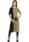 Designer Mart Women Brown Rayon Straight Kurti - Designer mart