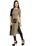 Designer Mart Women Brown Rayon Straight Kurti - Designer mart