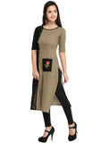 Designer Mart Women Brown Rayon Straight Kurti - Designer mart