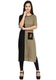 Designer Mart Women Brown Rayon Straight Kurti - Designer mart