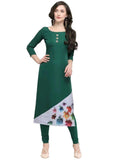 Designer Mart Women Green Crepe Straight Kurti - Designer mart