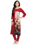 Designer Mart Women Maroon Crepe Straight Kurti - Designer mart