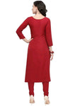 Designer Mart Women Maroon Crepe Straight Kurti - Designer mart