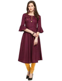 Designer Mart Women Purple Rubi Cotton Straight Kurti - Designer mart