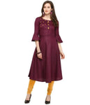 Designer Mart Women Purple Rubi Cotton Straight Kurti - Designer mart