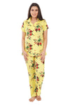 Designer Mart Women's Cotton Floral Printed Night Suit Set of Shirt & Pyjama - Designer mart